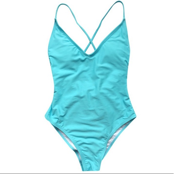 VIAFLY High Waist Sexy Solid High Cut Lace Up Halter One Piece Swimsuit, Size L - Picture 3 of 7